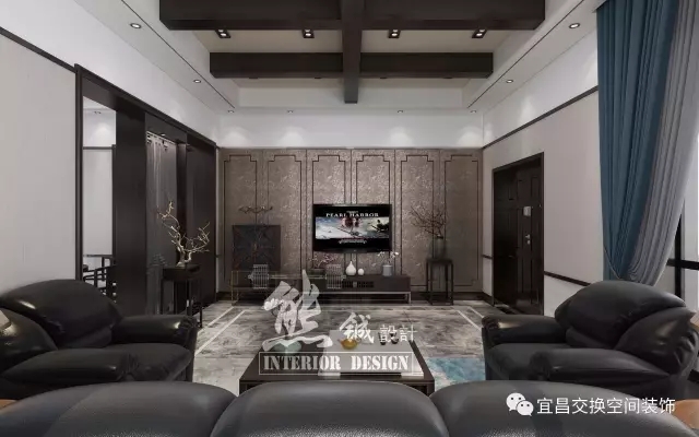 新中式客廳設計，其格調典雅質樸，色彩穩重成熟，布局陰陽協調，韻味濃烈悠長，充分體現了中國傳統美學的精神，散發出亦古亦今的層次之美。